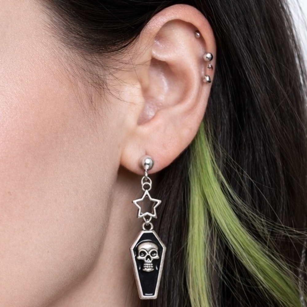 Halloween Gothic Skull Star Retro Punk Dangle Earrings